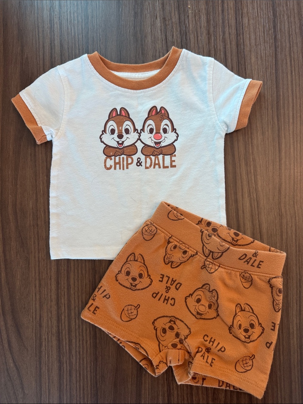Disney Chip & Dale Pajama Set - White and Rust